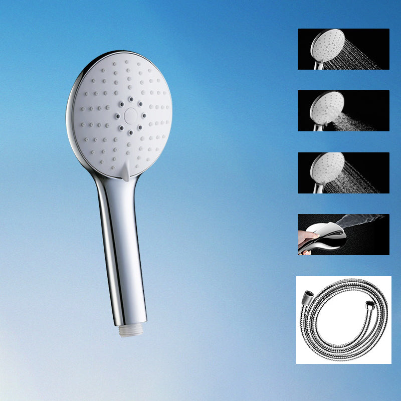 Wall Mounted Handheld Shower Head Modern Metal Hand Shower Head Round Stainless Steel Hose Shower Head with Hose Clearhalo 'Bathroom Remodel & Bathroom Fixtures' 'Home Improvement' 'home_improvement' 'home_improvement_shower_heads' 'Shower Heads' 'shower_heads' 'Showers & Bathtubs Plumbing' 'Showers & Bathtubs' 6334101