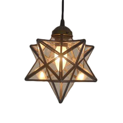 Textured White/Clear Star Hanging Pendant Light Tiffany Style 8"/12" W 1 Head Stainless Glass Ceiling Lamp for Dining Room Clearhalo 'Ceiling Lights' 'Close To Ceiling Lights' 'Industrial' 'Middle Century Pendants' 'Pendant Lights' 'Pendants' 'Tiffany close to ceiling' 'Tiffany Pendants' 'Tiffany' Lighting' 63429