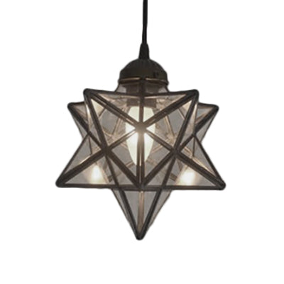 Textured White/Clear Star Hanging Pendant Light Tiffany Style 8"/12" W 1 Head Stainless Glass Ceiling Lamp for Dining Room Clearhalo 'Ceiling Lights' 'Close To Ceiling Lights' 'Industrial' 'Middle Century Pendants' 'Pendant Lights' 'Pendants' 'Tiffany close to ceiling' 'Tiffany Pendants' 'Tiffany' Lighting' 63430