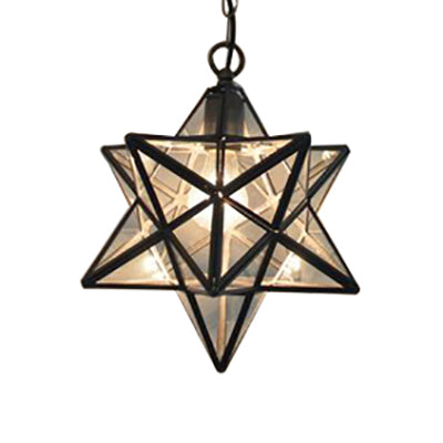 Textured White/Clear Star Hanging Pendant Light Tiffany Style 8"/12" W 1 Head Stainless Glass Ceiling Lamp for Dining Room Clearhalo 'Ceiling Lights' 'Close To Ceiling Lights' 'Industrial' 'Middle Century Pendants' 'Pendant Lights' 'Pendants' 'Tiffany close to ceiling' 'Tiffany Pendants' 'Tiffany' Lighting' 63432