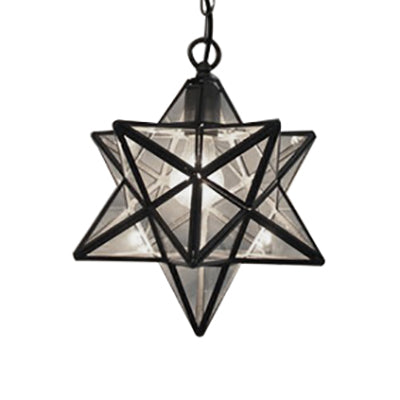 Textured White/Clear Star Hanging Pendant Light Tiffany Style 8"/12" W 1 Head Stainless Glass Ceiling Lamp for Dining Room Clearhalo 'Ceiling Lights' 'Close To Ceiling Lights' 'Industrial' 'Middle Century Pendants' 'Pendant Lights' 'Pendants' 'Tiffany close to ceiling' 'Tiffany Pendants' 'Tiffany' Lighting' 63433
