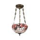 12"/16"/20.5" W Scalloped Shade Semi Flush Light Retro Style Stained Glass Ceiling Fixture with Flower Pattern in Red/Pink/Rose Red for Bedroom Clearhalo 'Ceiling Lights' 'Close To Ceiling Lights' 'Close to ceiling' 'Semi-flushmount' 'Tiffany close to ceiling' 'Tiffany' Lighting' 63486