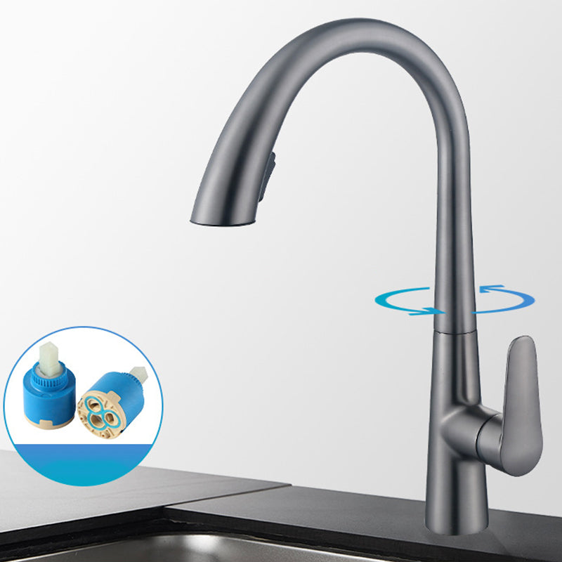 Single Handle Kitchen Faucet Pull Down Faucet with Pull out Sprayer Grey Clearhalo 'Home Improvement' 'home_improvement' 'home_improvement_kitchen_faucets' 'Kitchen Faucets' 'Kitchen Remodel & Kitchen Fixtures' 'Kitchen Sinks & Faucet Components' 'kitchen_faucets' 6353031