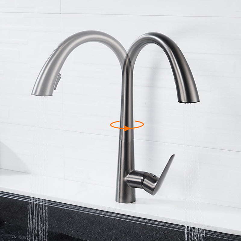 Single Handle Kitchen Faucet Pull Down Faucet with Pull out Sprayer Clearhalo 'Home Improvement' 'home_improvement' 'home_improvement_kitchen_faucets' 'Kitchen Faucets' 'Kitchen Remodel & Kitchen Fixtures' 'Kitchen Sinks & Faucet Components' 'kitchen_faucets' 6353040