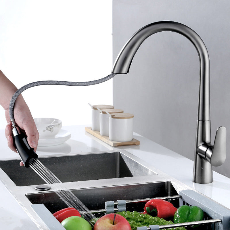 Single Handle Kitchen Faucet Pull Down Faucet with Pull out Sprayer Clearhalo 'Home Improvement' 'home_improvement' 'home_improvement_kitchen_faucets' 'Kitchen Faucets' 'Kitchen Remodel & Kitchen Fixtures' 'Kitchen Sinks & Faucet Components' 'kitchen_faucets' 6353042