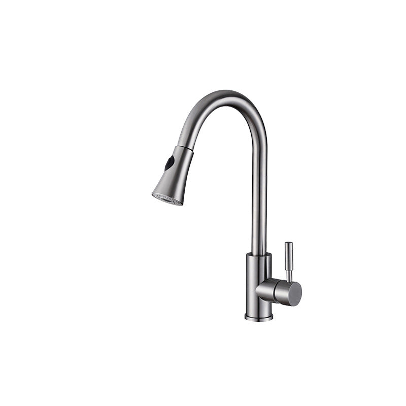 Modern Style Kitchen Faucet 304 Stainless Steel Single Handle High Arc Kitchen Faucet Black/Gray Clearhalo 'Home Improvement' 'home_improvement' 'home_improvement_kitchen_faucets' 'Kitchen Faucets' 'Kitchen Remodel & Kitchen Fixtures' 'Kitchen Sinks & Faucet Components' 'kitchen_faucets' 6353049