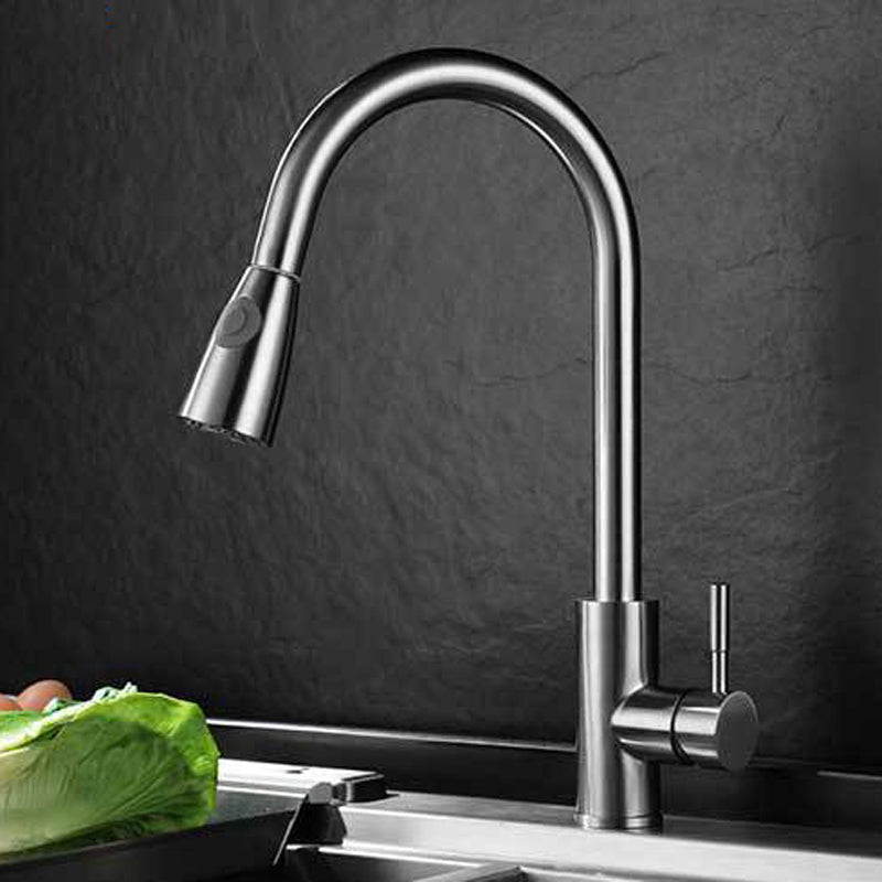 Modern Style Kitchen Faucet 304 Stainless Steel Single Handle High Arc Kitchen Faucet Clearhalo 'Home Improvement' 'home_improvement' 'home_improvement_kitchen_faucets' 'Kitchen Faucets' 'Kitchen Remodel & Kitchen Fixtures' 'Kitchen Sinks & Faucet Components' 'kitchen_faucets' 6353062