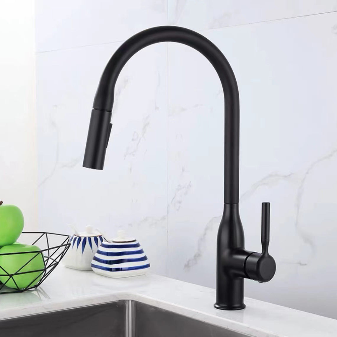 Modern Copper Kitchen Sink Faucet Single Handle High Arc Kitchen Faucet Black Clearhalo 'Home Improvement' 'home_improvement' 'home_improvement_kitchen_faucets' 'Kitchen Faucets' 'Kitchen Remodel & Kitchen Fixtures' 'Kitchen Sinks & Faucet Components' 'kitchen_faucets' 6353109