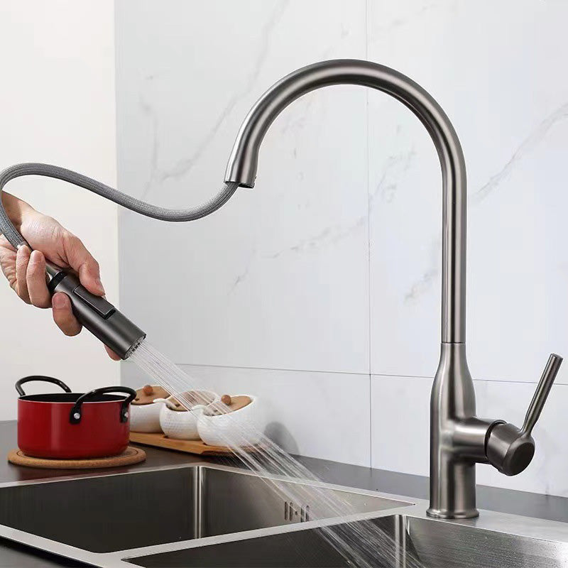 Modern Copper Kitchen Sink Faucet Single Handle High Arc Kitchen Faucet Clearhalo 'Home Improvement' 'home_improvement' 'home_improvement_kitchen_faucets' 'Kitchen Faucets' 'Kitchen Remodel & Kitchen Fixtures' 'Kitchen Sinks & Faucet Components' 'kitchen_faucets' 6353110