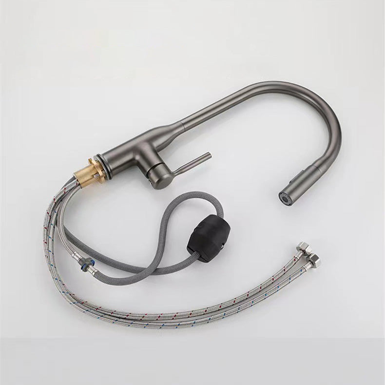 Modern Copper Kitchen Sink Faucet Single Handle High Arc Kitchen Faucet Clearhalo 'Home Improvement' 'home_improvement' 'home_improvement_kitchen_faucets' 'Kitchen Faucets' 'Kitchen Remodel & Kitchen Fixtures' 'Kitchen Sinks & Faucet Components' 'kitchen_faucets' 6353122