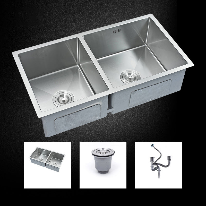 Modern Kitchen Sink Stainless Steel Double Sink with Drain Assembly Workstation Sink Clearhalo 'Home Improvement' 'home_improvement' 'home_improvement_kitchen_sinks' 'Kitchen Remodel & Kitchen Fixtures' 'Kitchen Sinks & Faucet Components' 'Kitchen Sinks' 'kitchen_sinks' 6353128