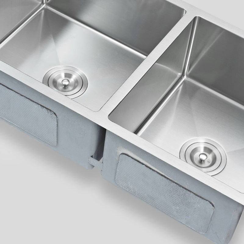 Modern Kitchen Sink Stainless Steel Double Sink with Drain Assembly Workstation Sink Clearhalo 'Home Improvement' 'home_improvement' 'home_improvement_kitchen_sinks' 'Kitchen Remodel & Kitchen Fixtures' 'Kitchen Sinks & Faucet Components' 'Kitchen Sinks' 'kitchen_sinks' 6353130