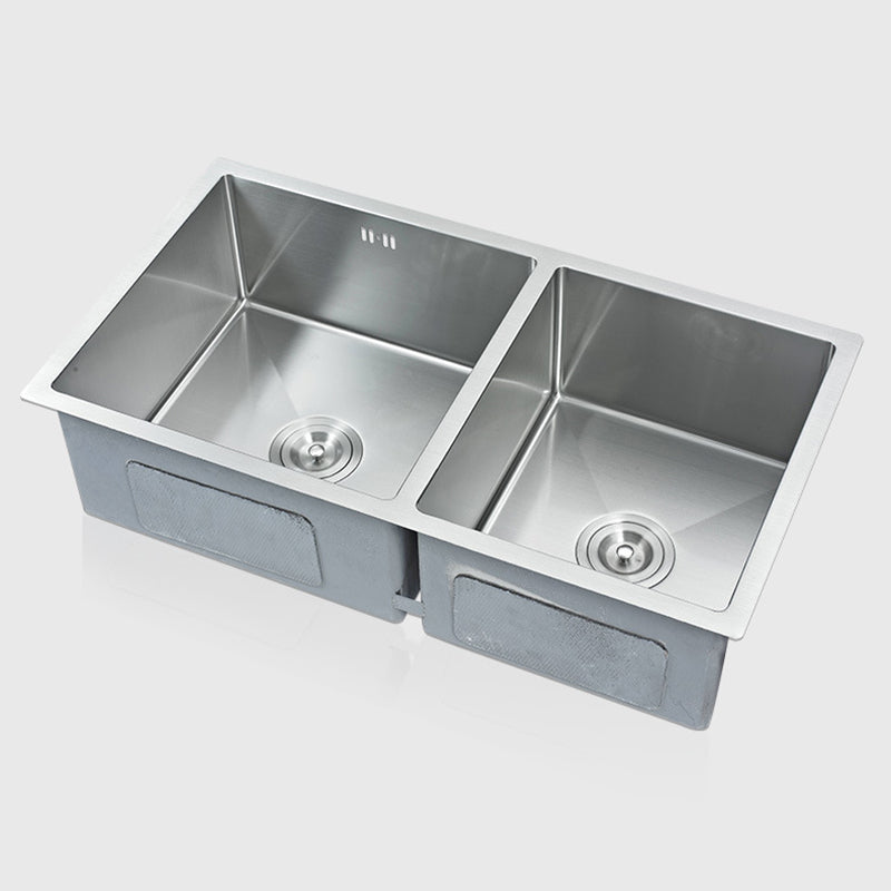 Modern Kitchen Sink Stainless Steel Double Sink with Drain Assembly Workstation Sink Clearhalo 'Home Improvement' 'home_improvement' 'home_improvement_kitchen_sinks' 'Kitchen Remodel & Kitchen Fixtures' 'Kitchen Sinks & Faucet Components' 'Kitchen Sinks' 'kitchen_sinks' 6353138
