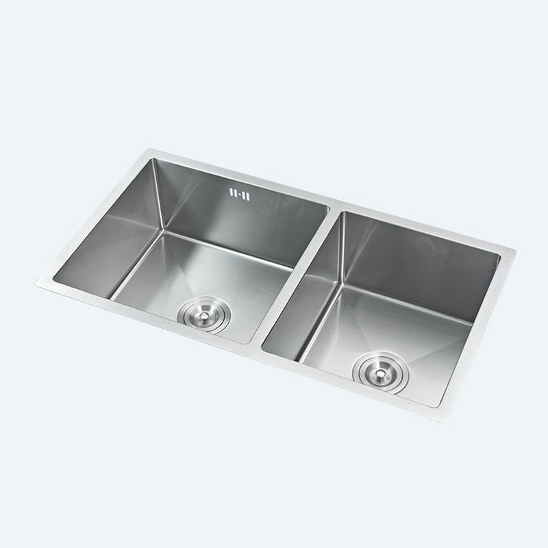 Modern Kitchen Sink Stainless Steel Double Sink with Drain Assembly Workstation Sink Clearhalo 'Home Improvement' 'home_improvement' 'home_improvement_kitchen_sinks' 'Kitchen Remodel & Kitchen Fixtures' 'Kitchen Sinks & Faucet Components' 'Kitchen Sinks' 'kitchen_sinks' 6353139