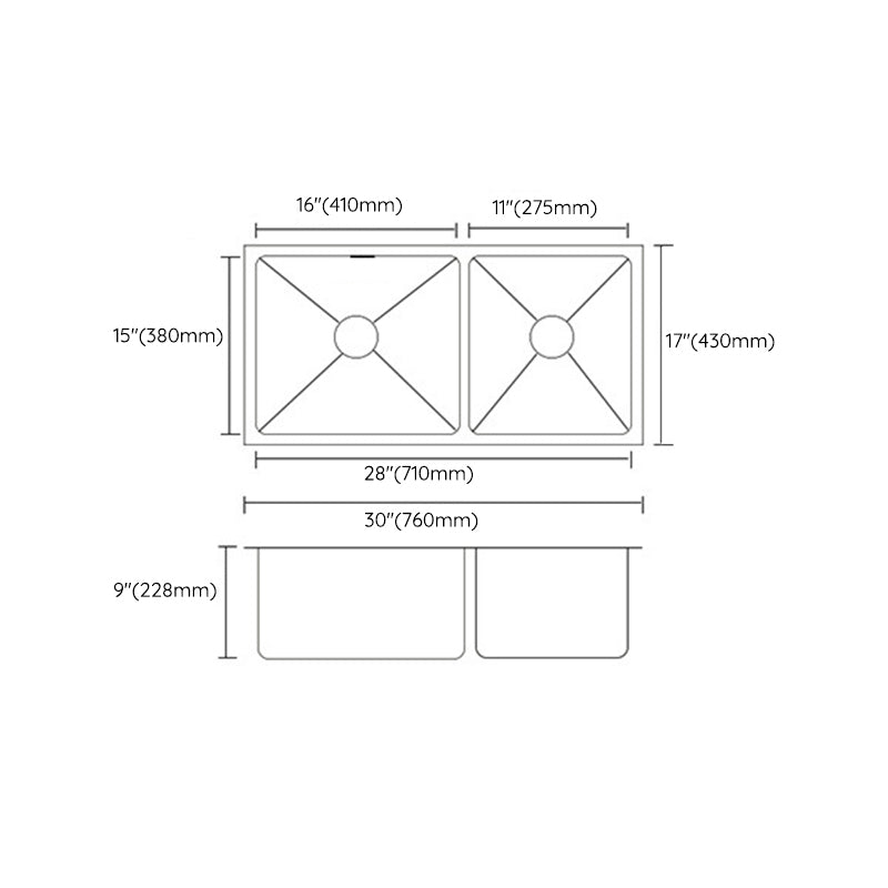 Modern Kitchen Sink Stainless Steel Double Sink with Drain Assembly Workstation Sink Clearhalo 'Home Improvement' 'home_improvement' 'home_improvement_kitchen_sinks' 'Kitchen Remodel & Kitchen Fixtures' 'Kitchen Sinks & Faucet Components' 'Kitchen Sinks' 'kitchen_sinks' 6353141
