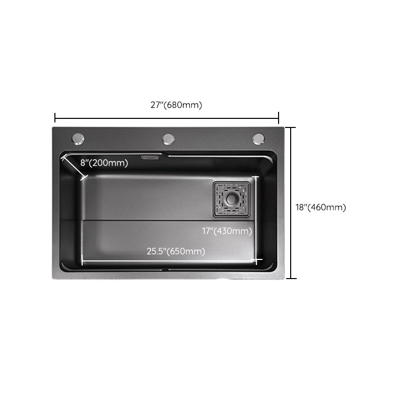 Modern Kitchen Sink Stainless Steel Top-Mount with Basket Strainer Sink Only Clearhalo 'Home Improvement' 'home_improvement' 'home_improvement_kitchen_sinks' 'Kitchen Remodel & Kitchen Fixtures' 'Kitchen Sinks & Faucet Components' 'Kitchen Sinks' 'kitchen_sinks' 6353179