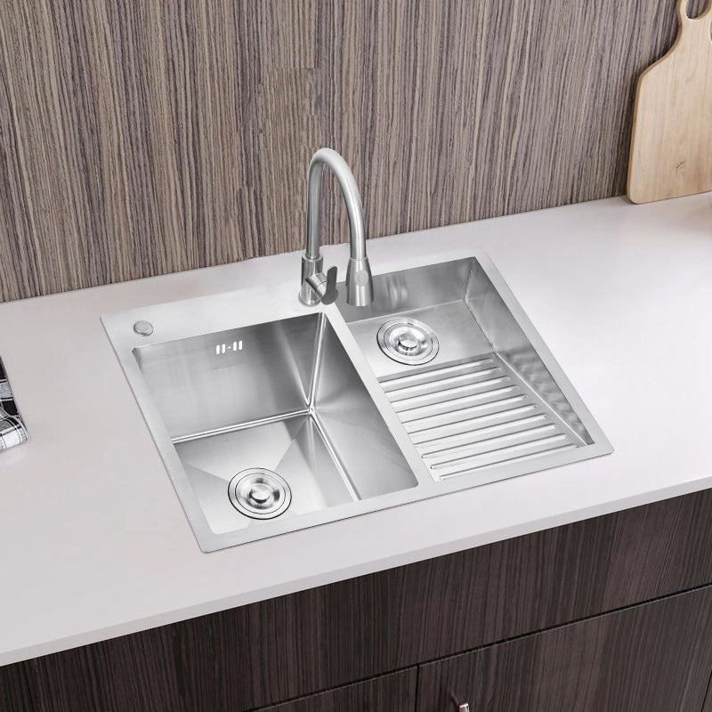 Modern Kitchen Sink Stainless Steel Double Sink with Accessories and Faucet Workstation Clearhalo 'Home Improvement' 'home_improvement' 'home_improvement_kitchen_sinks' 'Kitchen Remodel & Kitchen Fixtures' 'Kitchen Sinks & Faucet Components' 'Kitchen Sinks' 'kitchen_sinks' 6353183