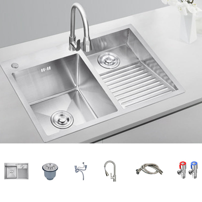 Modern Kitchen Sink Stainless Steel Double Sink with Accessories and Faucet Workstation Sink with Faucet Pull Out Faucet Clearhalo 'Home Improvement' 'home_improvement' 'home_improvement_kitchen_sinks' 'Kitchen Remodel & Kitchen Fixtures' 'Kitchen Sinks & Faucet Components' 'Kitchen Sinks' 'kitchen_sinks' 6353184