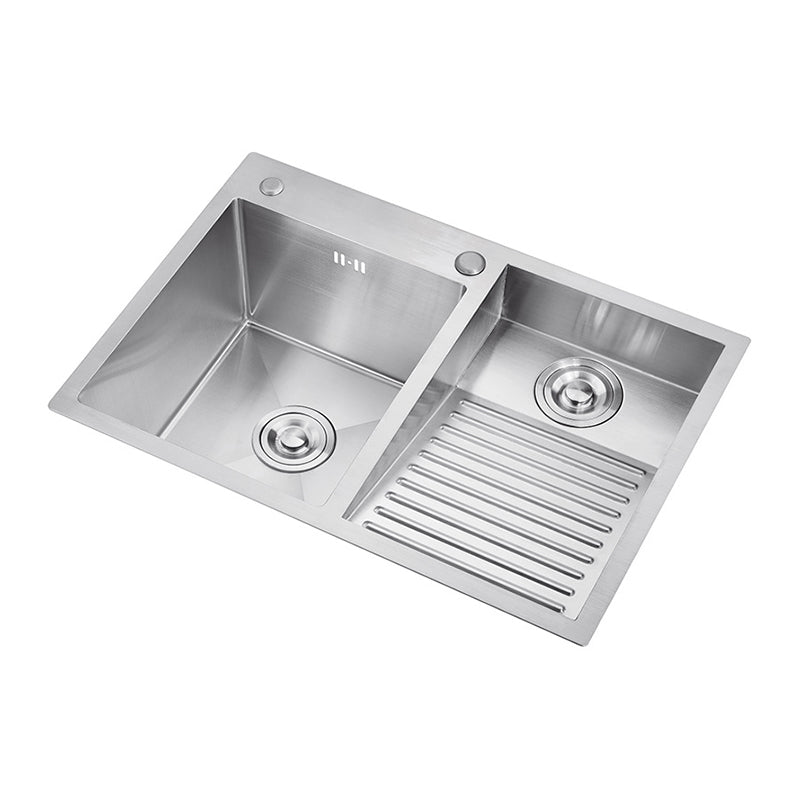 Modern Kitchen Sink Stainless Steel Double Sink with Accessories and Faucet Workstation Clearhalo 'Home Improvement' 'home_improvement' 'home_improvement_kitchen_sinks' 'Kitchen Remodel & Kitchen Fixtures' 'Kitchen Sinks & Faucet Components' 'Kitchen Sinks' 'kitchen_sinks' 6353188