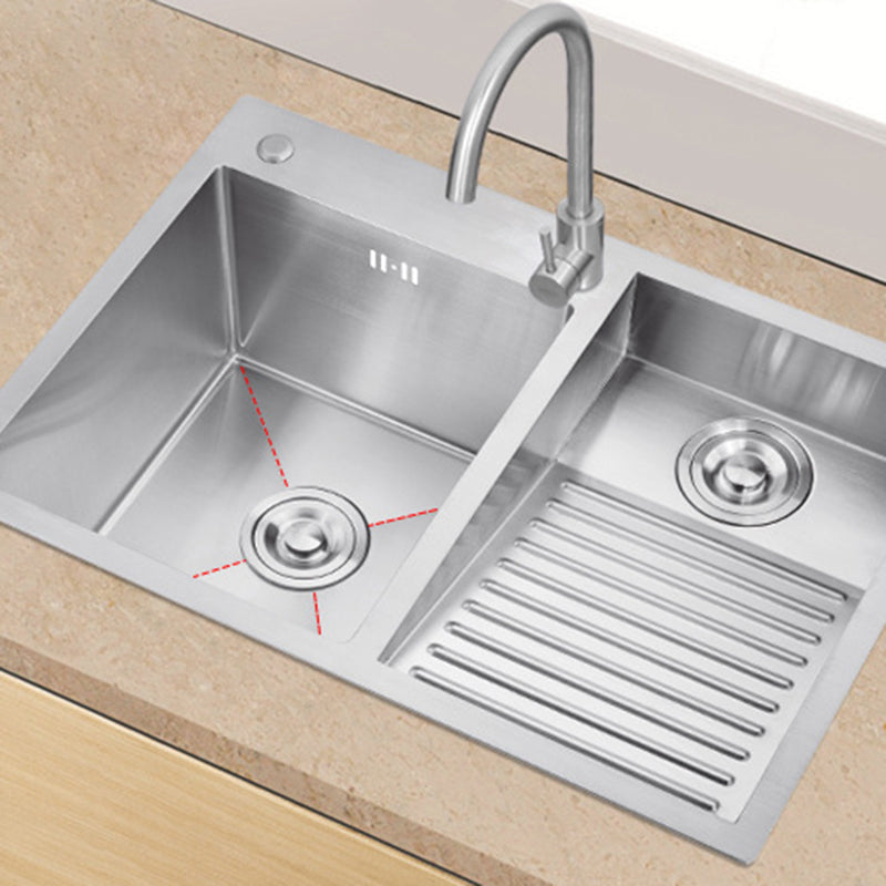 Modern Kitchen Sink Stainless Steel Double Sink with Accessories and Faucet Workstation Clearhalo 'Home Improvement' 'home_improvement' 'home_improvement_kitchen_sinks' 'Kitchen Remodel & Kitchen Fixtures' 'Kitchen Sinks & Faucet Components' 'Kitchen Sinks' 'kitchen_sinks' 6353194