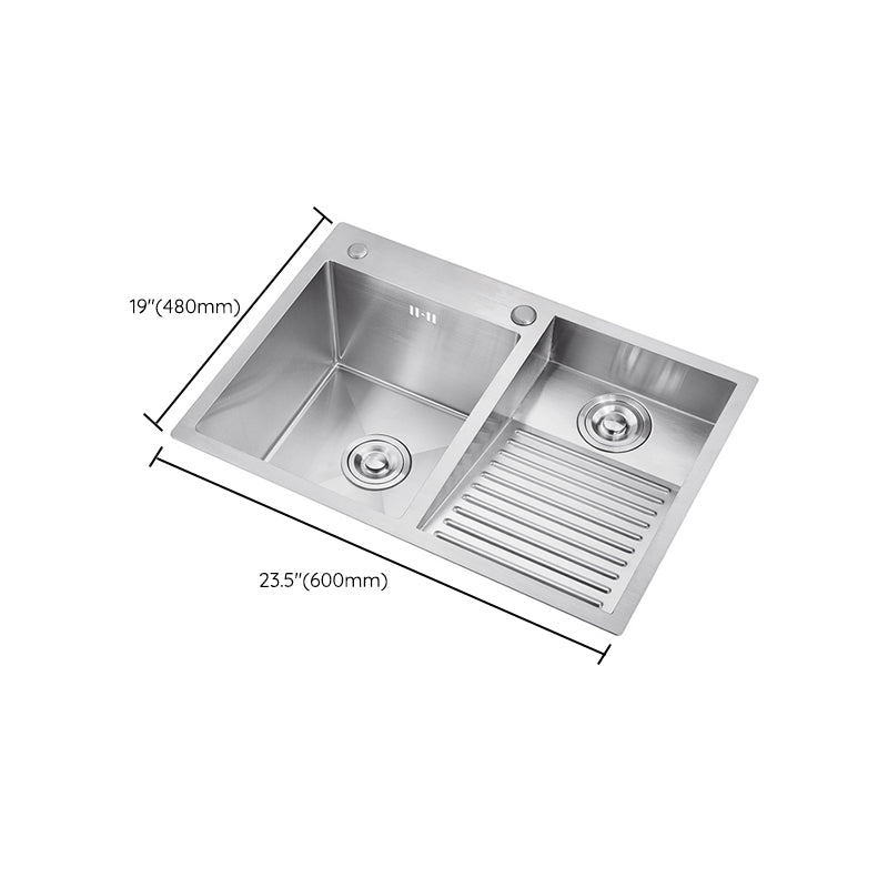 Modern Kitchen Sink Stainless Steel Double Sink with Accessories and Faucet Workstation Clearhalo 'Home Improvement' 'home_improvement' 'home_improvement_kitchen_sinks' 'Kitchen Remodel & Kitchen Fixtures' 'Kitchen Sinks & Faucet Components' 'Kitchen Sinks' 'kitchen_sinks' 6353196