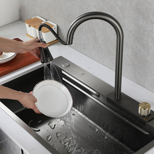 Contemporary Kitchen Sink Corrosion Resistant 3 Holes Kitchen Sink with Drain Assembly Clearhalo 'Home Improvement' 'home_improvement' 'home_improvement_kitchen_sinks' 'Kitchen Remodel & Kitchen Fixtures' 'Kitchen Sinks & Faucet Components' 'Kitchen Sinks' 'kitchen_sinks' 6353202