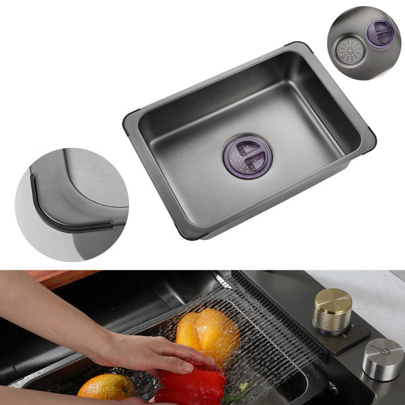 Contemporary Kitchen Sink Corrosion Resistant 3 Holes Kitchen Sink with Drain Assembly Clearhalo 'Home Improvement' 'home_improvement' 'home_improvement_kitchen_sinks' 'Kitchen Remodel & Kitchen Fixtures' 'Kitchen Sinks & Faucet Components' 'Kitchen Sinks' 'kitchen_sinks' 6353212