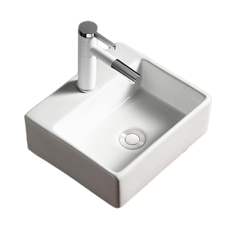 Modern Bathroom Sink Porcelain Rectangular with Drain Assembly Vessel Lavatory Sink Clearhalo 'Bathroom Remodel & Bathroom Fixtures' 'Bathroom Sinks & Faucet Components' 'Bathroom Sinks' 'bathroom_sink' 'Home Improvement' 'home_improvement' 'home_improvement_bathroom_sink' 6353271