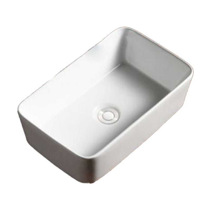 Modern Bathroom Sink Porcelain Rectangular with Drain Assembly Vessel Lavatory Sink Clearhalo 'Bathroom Remodel & Bathroom Fixtures' 'Bathroom Sinks & Faucet Components' 'Bathroom Sinks' 'bathroom_sink' 'Home Improvement' 'home_improvement' 'home_improvement_bathroom_sink' 6353273