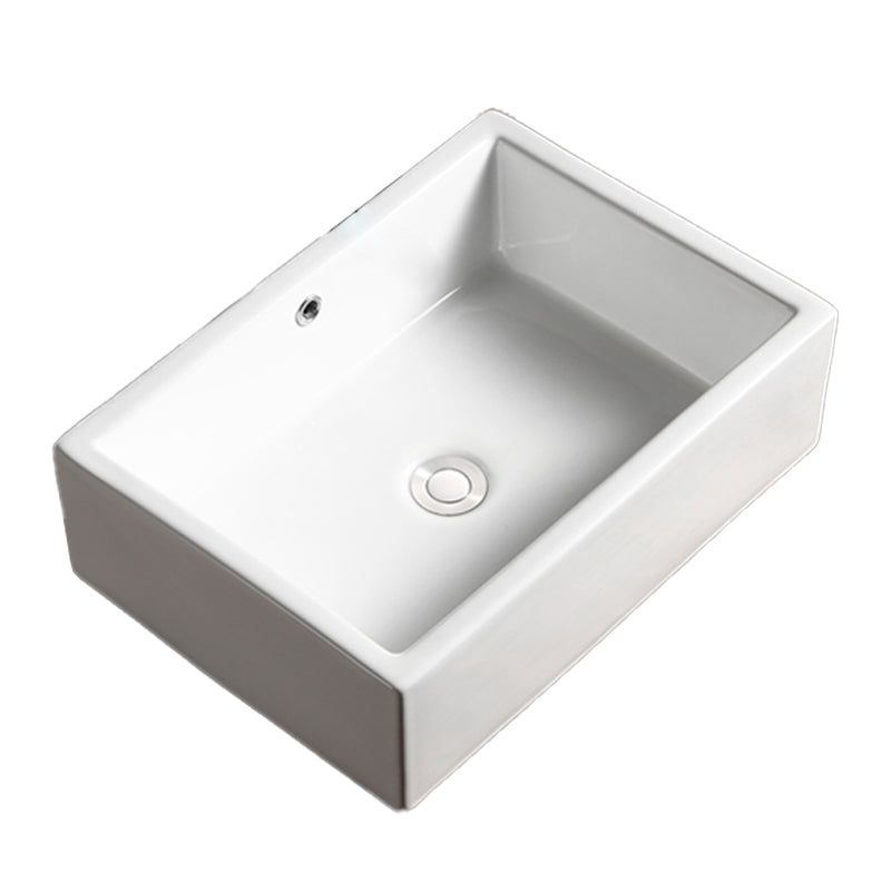 Modern Bathroom Sink Porcelain Rectangular with Drain Assembly Vessel Lavatory Sink Clearhalo 'Bathroom Remodel & Bathroom Fixtures' 'Bathroom Sinks & Faucet Components' 'Bathroom Sinks' 'bathroom_sink' 'Home Improvement' 'home_improvement' 'home_improvement_bathroom_sink' 6353275