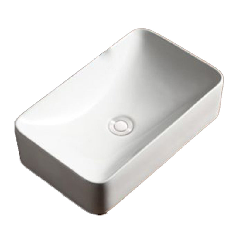 Modern Bathroom Sink Porcelain Rectangular with Drain Assembly Vessel Lavatory Sink Clearhalo 'Bathroom Remodel & Bathroom Fixtures' 'Bathroom Sinks & Faucet Components' 'Bathroom Sinks' 'bathroom_sink' 'Home Improvement' 'home_improvement' 'home_improvement_bathroom_sink' 6353278