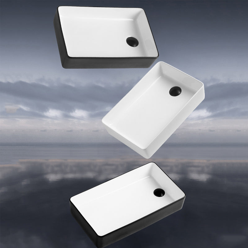 Contemporary Bathroom Sink Porcelain Solid Color Rectangular Vessel Lavatory Sink Clearhalo 'Bathroom Remodel & Bathroom Fixtures' 'Bathroom Sinks & Faucet Components' 'Bathroom Sinks' 'bathroom_sink' 'Home Improvement' 'home_improvement' 'home_improvement_bathroom_sink' 6353290