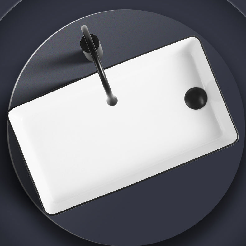 Contemporary Bathroom Sink Porcelain Solid Color Rectangular Vessel Lavatory Sink Clearhalo 'Bathroom Remodel & Bathroom Fixtures' 'Bathroom Sinks & Faucet Components' 'Bathroom Sinks' 'bathroom_sink' 'Home Improvement' 'home_improvement' 'home_improvement_bathroom_sink' 6353292