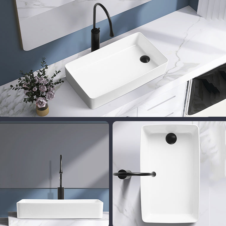 Contemporary Bathroom Sink Porcelain Solid Color Rectangular Vessel Lavatory Sink Clearhalo 'Bathroom Remodel & Bathroom Fixtures' 'Bathroom Sinks & Faucet Components' 'Bathroom Sinks' 'bathroom_sink' 'Home Improvement' 'home_improvement' 'home_improvement_bathroom_sink' 6353294