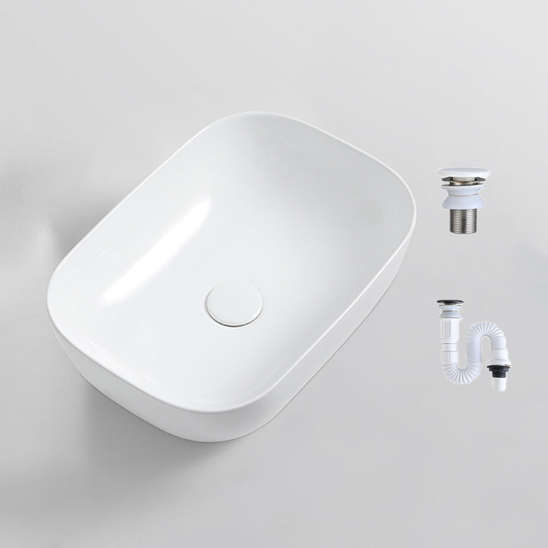 Contemporary Bathroom Sink Porcelain Solid Color Rectangular Vessel with Pop-Up Drain 18.1"L x 13"W x 5.3"H Sink Clearhalo 'Bathroom Remodel & Bathroom Fixtures' 'Bathroom Sinks & Faucet Components' 'Bathroom Sinks' 'bathroom_sink' 'Home Improvement' 'home_improvement' 'home_improvement_bathroom_sink' 6353303