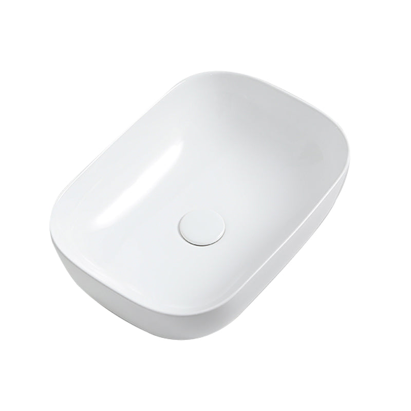 Contemporary Bathroom Sink Porcelain Solid Color Rectangular Vessel with Pop-Up Drain Clearhalo 'Bathroom Remodel & Bathroom Fixtures' 'Bathroom Sinks & Faucet Components' 'Bathroom Sinks' 'bathroom_sink' 'Home Improvement' 'home_improvement' 'home_improvement_bathroom_sink' 6353311
