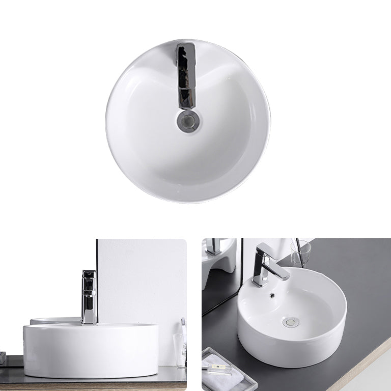 Contemporary Bathroom Sink with Single Faucet Hole Porcelain Round Vessel Clearhalo 'Bathroom Remodel & Bathroom Fixtures' 'Bathroom Sinks & Faucet Components' 'Bathroom Sinks' 'bathroom_sink' 'Home Improvement' 'home_improvement' 'home_improvement_bathroom_sink' 6353325