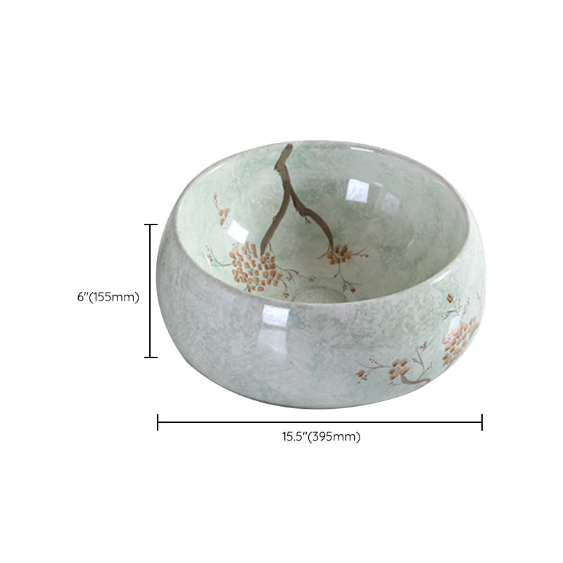 Traditional Bathroom Sink with Single Faucet Hole Porcelain Round Vessel Clearhalo 'Bathroom Remodel & Bathroom Fixtures' 'Bathroom Sinks & Faucet Components' 'Bathroom Sinks' 'bathroom_sink' 'Home Improvement' 'home_improvement' 'home_improvement_bathroom_sink' 6353354