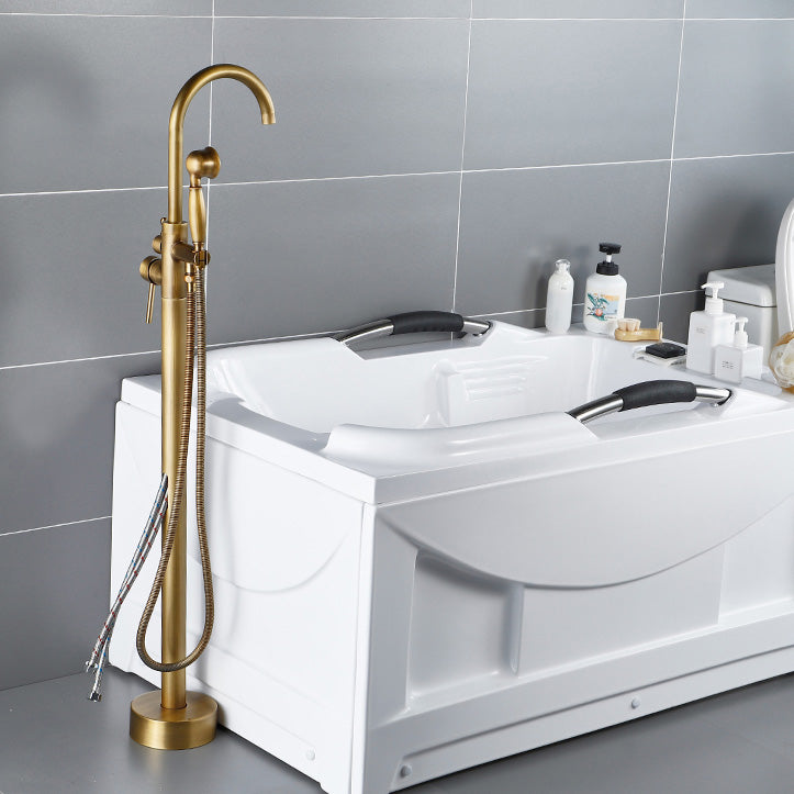 Floor Mount Tub Faucet Single Handle Metal Freestanding Faucet - 46.5" H Clearhalo 'Bathroom Remodel & Bathroom Fixtures' 'Bathtub Faucets' 'bathtub_faucets' 'Home Improvement' 'home_improvement' 'home_improvement_bathtub_faucets' 6353357