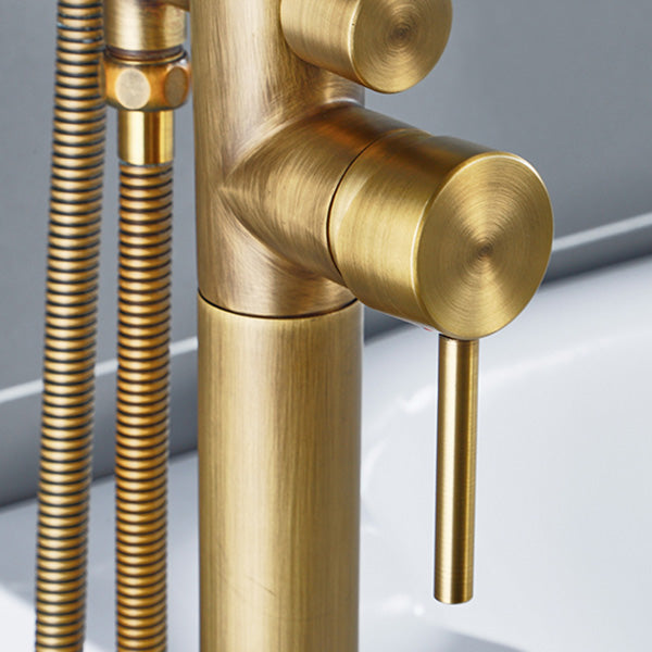 Floor Mount Tub Faucet Single Handle Metal Freestanding Faucet - 46.5" H Clearhalo 'Bathroom Remodel & Bathroom Fixtures' 'Bathtub Faucets' 'bathtub_faucets' 'Home Improvement' 'home_improvement' 'home_improvement_bathtub_faucets' 6353362