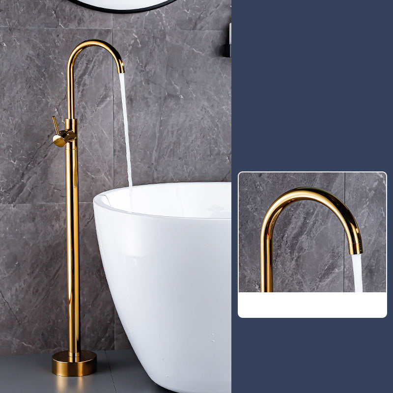Floor Mount Tub Faucet Single Handle Metal Freestanding Faucet - 46.5" H Gold Hand Shower Not Included Ground Clearhalo 'Bathroom Remodel & Bathroom Fixtures' 'Bathtub Faucets' 'bathtub_faucets' 'Home Improvement' 'home_improvement' 'home_improvement_bathtub_faucets' 6353377