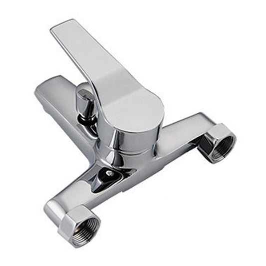 Modern Silver Tub Spout One Handle and Two Hole Brass Wall Mounted Faucet Clearhalo 'Bathroom Remodel & Bathroom Fixtures' 'Bathtub Faucets' 'bathtub_faucets' 'Home Improvement' 'home_improvement' 'home_improvement_bathtub_faucets' 6353403