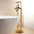 Floor Mounted Tub Spout 3 Handles Traditional Freestanding Tub Filler in Gold Gold Clearhalo 'Bathroom Remodel & Bathroom Fixtures' 'Bathtub Faucets' 'bathtub_faucets' 'Home Improvement' 'home_improvement' 'home_improvement_bathtub_faucets' 6353454