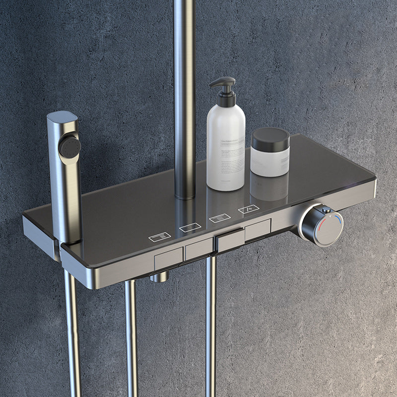 Modern Wall Mounted Adjustable Water Flow Shower Faucet Shower Hose Shower System Clearhalo 'Bathroom Remodel & Bathroom Fixtures' 'Home Improvement' 'home_improvement' 'home_improvement_shower_faucets' 'Shower Faucets & Systems' 'shower_faucets' 'Showers & Bathtubs Plumbing' 'Showers & Bathtubs' 6353498