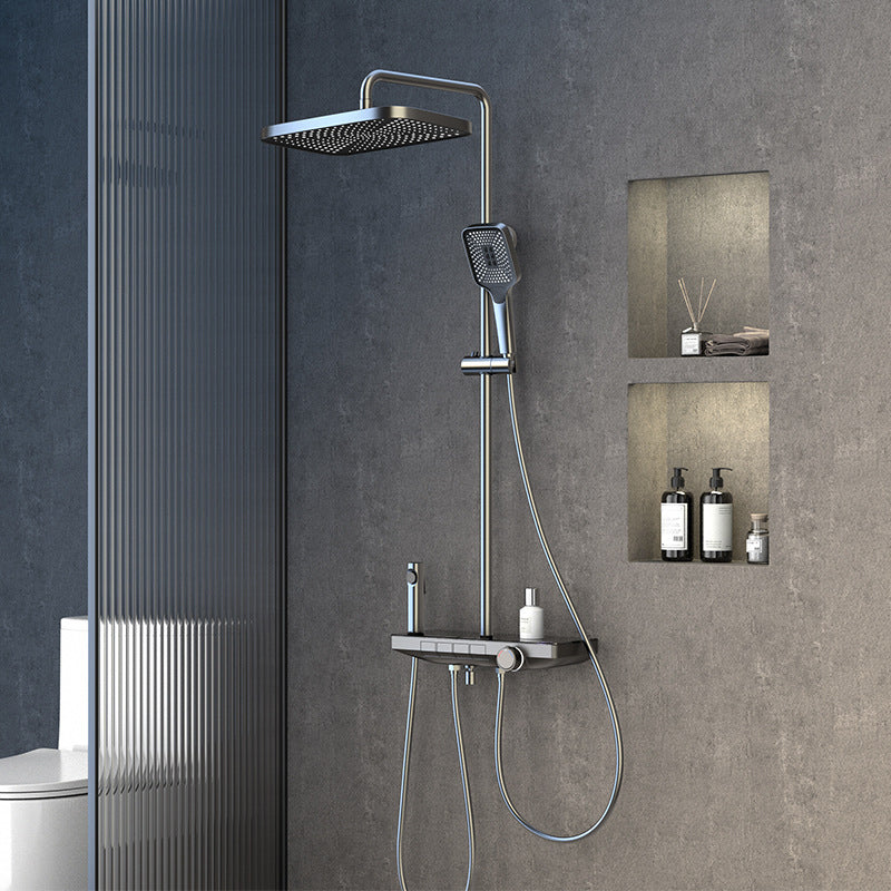 Modern Wall Mounted Adjustable Water Flow Shower Faucet Shower Hose Shower System Clearhalo 'Bathroom Remodel & Bathroom Fixtures' 'Home Improvement' 'home_improvement' 'home_improvement_shower_faucets' 'Shower Faucets & Systems' 'shower_faucets' 'Showers & Bathtubs Plumbing' 'Showers & Bathtubs' 6353512