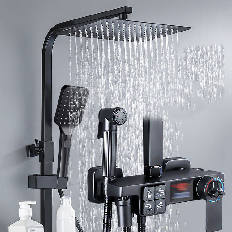 Modern Shower System Rectangle Spot Resist Handle Lever Wall Mounted Shower System Clearhalo 'Bathroom Remodel & Bathroom Fixtures' 'Home Improvement' 'home_improvement' 'home_improvement_shower_faucets' 'Shower Faucets & Systems' 'shower_faucets' 'Showers & Bathtubs Plumbing' 'Showers & Bathtubs' 6353540