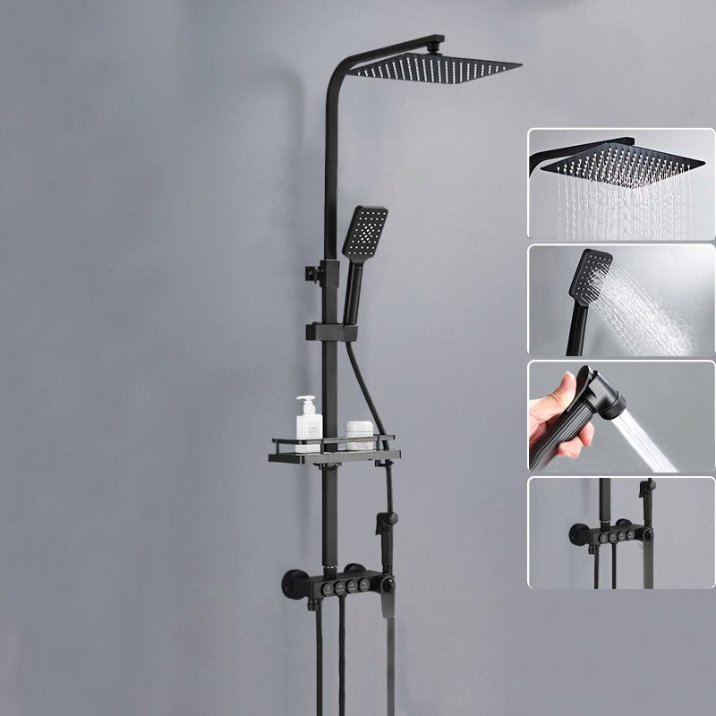 Modern Shower System Rectangle Spot Resist Handle Lever Wall Mounted Shower System Black Digital Display Not Included Clearhalo 'Bathroom Remodel & Bathroom Fixtures' 'Home Improvement' 'home_improvement' 'home_improvement_shower_faucets' 'Shower Faucets & Systems' 'shower_faucets' 'Showers & Bathtubs Plumbing' 'Showers & Bathtubs' 6353545