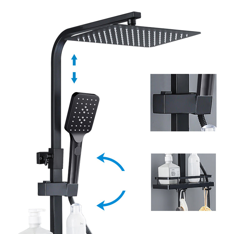 Modern Shower System Rectangle Spot Resist Handle Lever Wall Mounted Shower System Clearhalo 'Bathroom Remodel & Bathroom Fixtures' 'Home Improvement' 'home_improvement' 'home_improvement_shower_faucets' 'Shower Faucets & Systems' 'shower_faucets' 'Showers & Bathtubs Plumbing' 'Showers & Bathtubs' 6353558