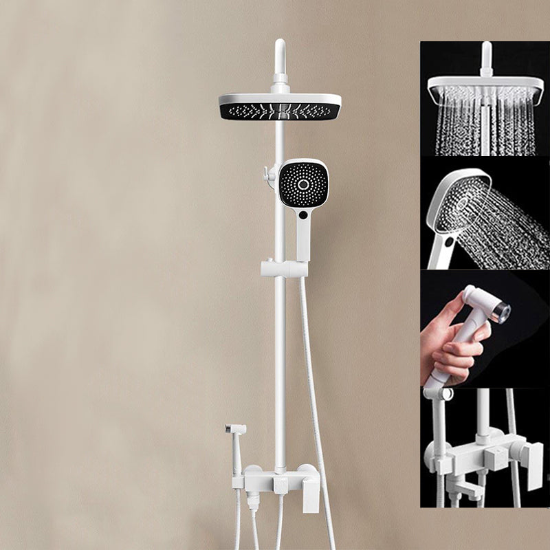 Modern Shower System Handheld Shower Head Slide Bar Wall Mounted Shower Set White Square Clearhalo 'Bathroom Remodel & Bathroom Fixtures' 'Home Improvement' 'home_improvement' 'home_improvement_shower_faucets' 'Shower Faucets & Systems' 'shower_faucets' 'Showers & Bathtubs Plumbing' 'Showers & Bathtubs' 6353568