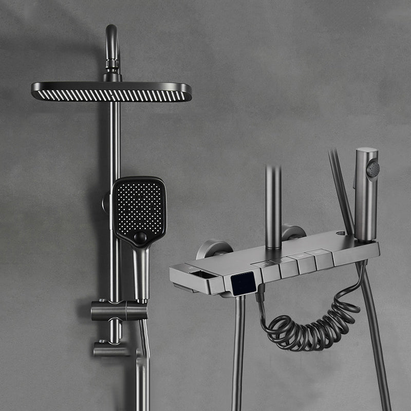 Sistema de ducha moderno con barra deslizante, cabezal de ducha ajustable,  juego de ducha montado en la pared - Clearhalo